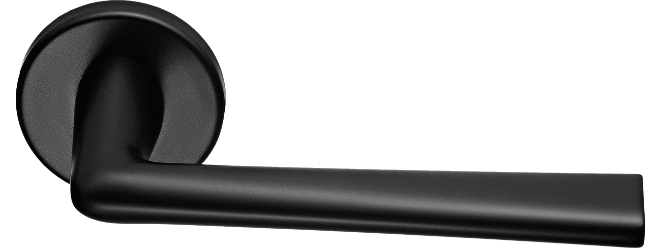 Ручка дверная THE FORCE R5 NERO-ST на круглой розетке, цвет - черный soft-touch фото купить Пермь