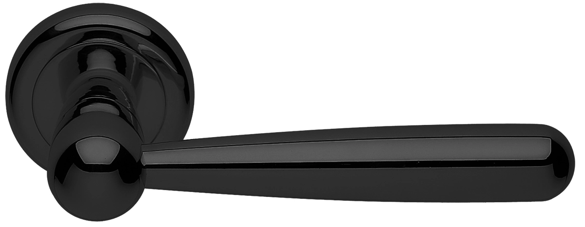 Ручка дверная PINOKKIO R4 NERO раздельная на круглой розетке, цвет - черный фото купить Пермь