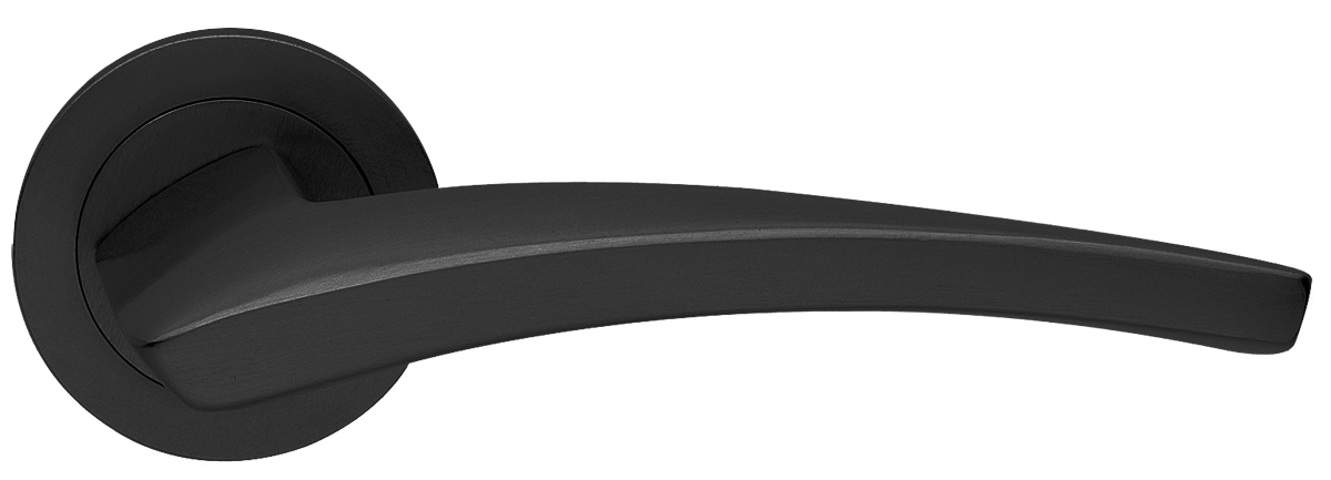 Ручка дверная WIND R2 NERO раздельная на круглой розетке, цвет черный, латунь фото купить в Перми