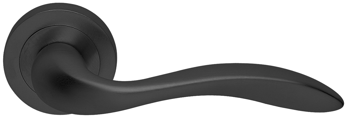Ручка дверная LEON R2 NERO раздельная на круглой розетке, цвет - черный фото купить в Перми