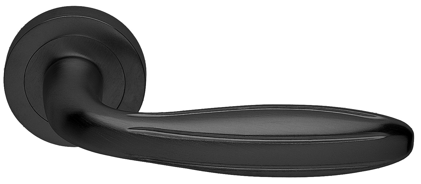 Ручка дверная BUD R2 NERO раздельная на круглой розетке, цвет - черный фото купить в Перми