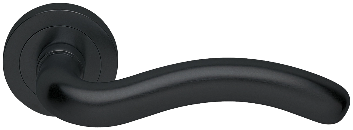 Ручка дверная SNAKE R2 NERO раздельная на круглой розетке, цвет - черный фото купить в Перми