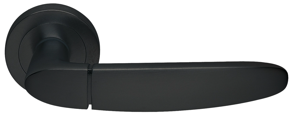 Ручка дверная SAIL R2 NERO раздельная на круглой розетке, цвет - черный фото купить в Перми