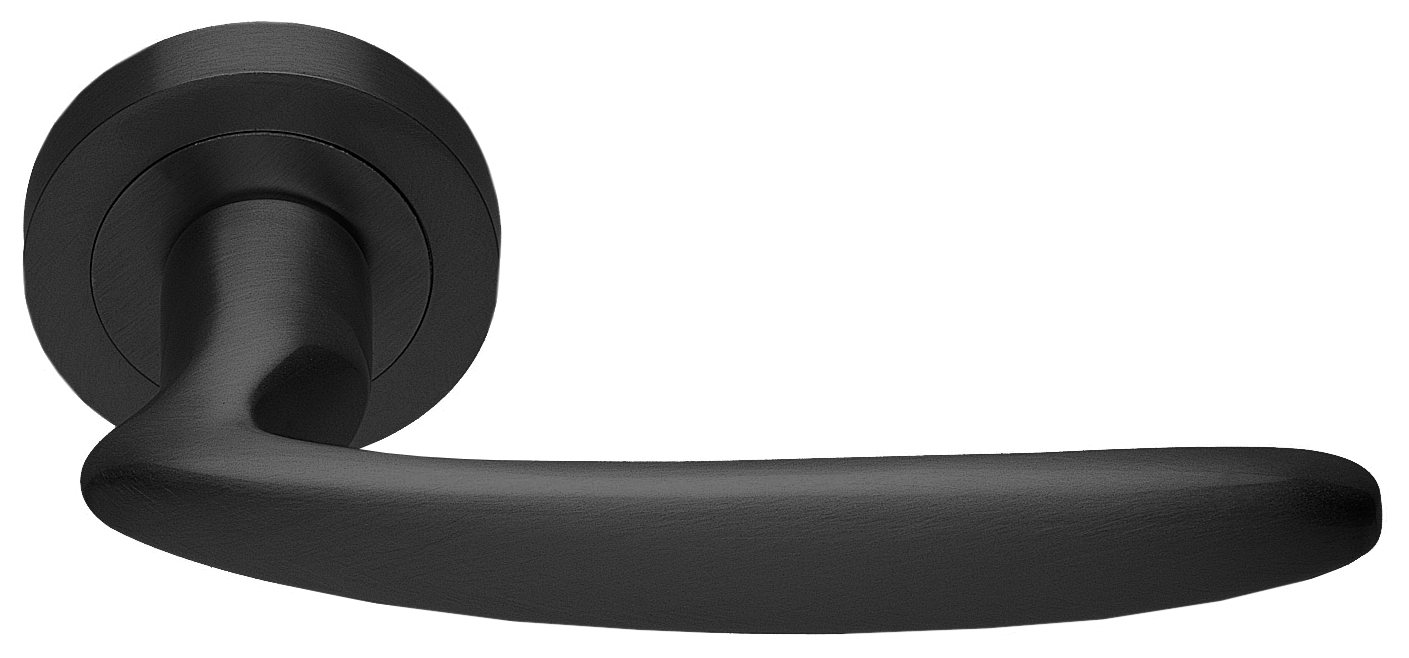 Ручка дверная FLAMINGO R2 NERO раздельная на круглой розетке, цвет - черный фото купить в Перми