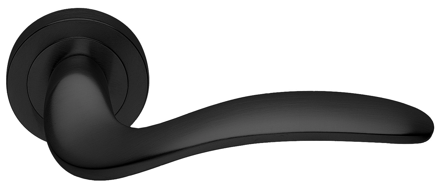 Ручка дверная COBRA R2 NERO раздельная на круглой розетке, цвет - черный фото купить в Перми