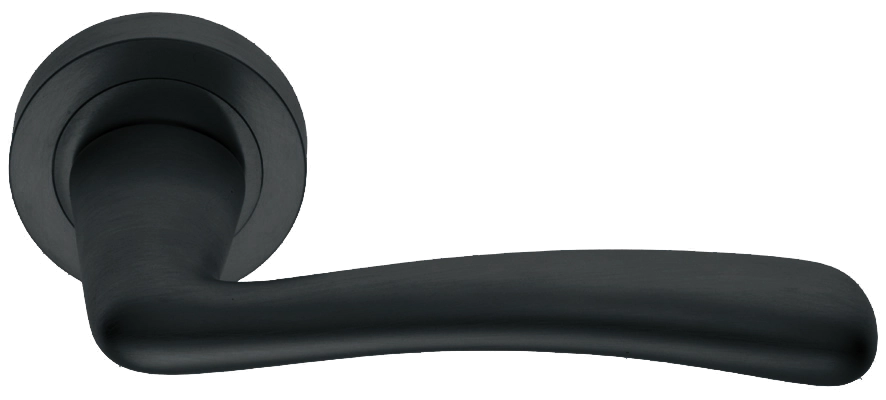 Ручка дверная COCKATOO R2 NERO раздельная на круглой розетке, цвет - черный фото купить в Перми