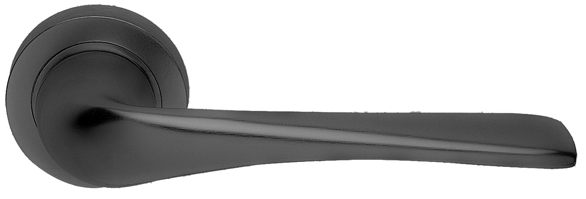 Ручка дверная LE MANS R2 NERO раздельная на круглой розетке, цвет - черный фото купить в Перми