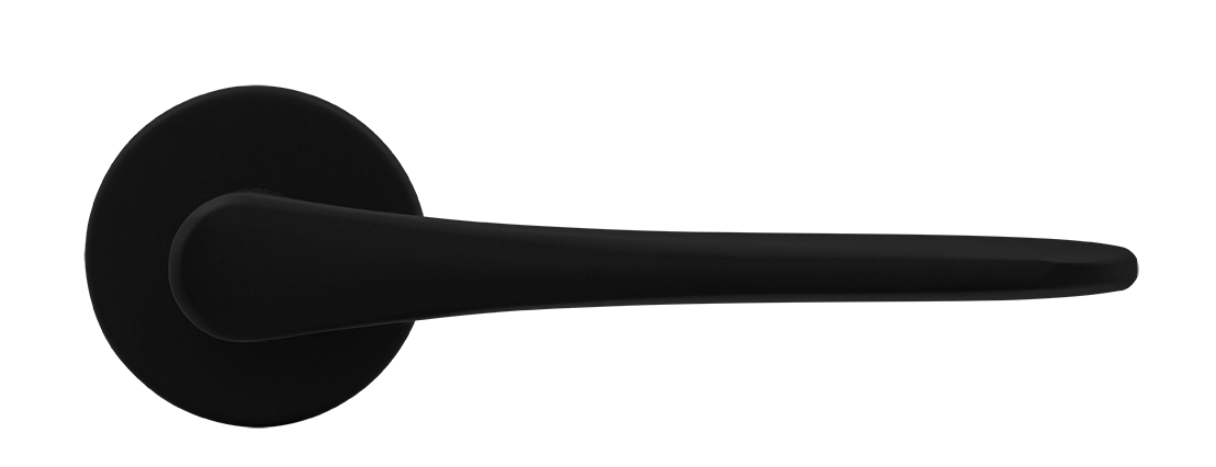 Ручка дверная AULA R5 NERO-ST на круглой розетке, цвет черный soft-touch, ЦАМ фото купить в Перми
