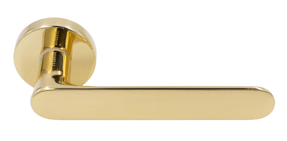 Ручка дверная LE BOAT R5 OTL раздельная на круглой розетке, цвет золото, латунь фото купить Пермь