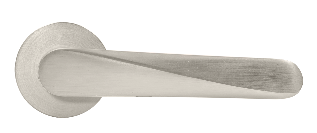 Ручка дверная CAYAN MH-58-R6 MSN раздельная на круглой розетке 6 мм, цвет матовый сатинированный никель, ЦАМ фото купить в Перми