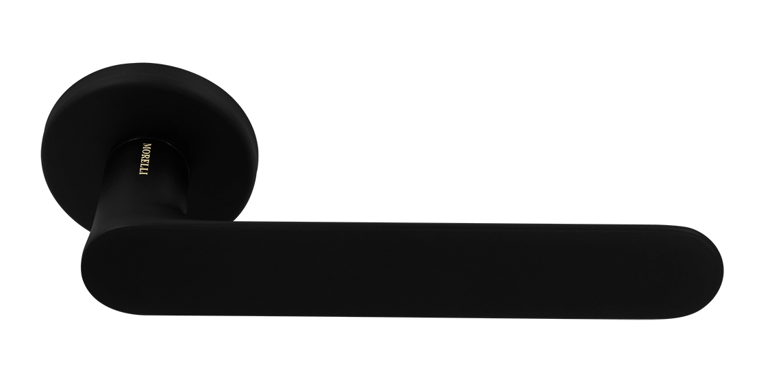 Ручка дверная LE BOAT R5 NERO-ST раздельная на круглой розетке, цвет черный soft-touch, латунь фото купить Пермь