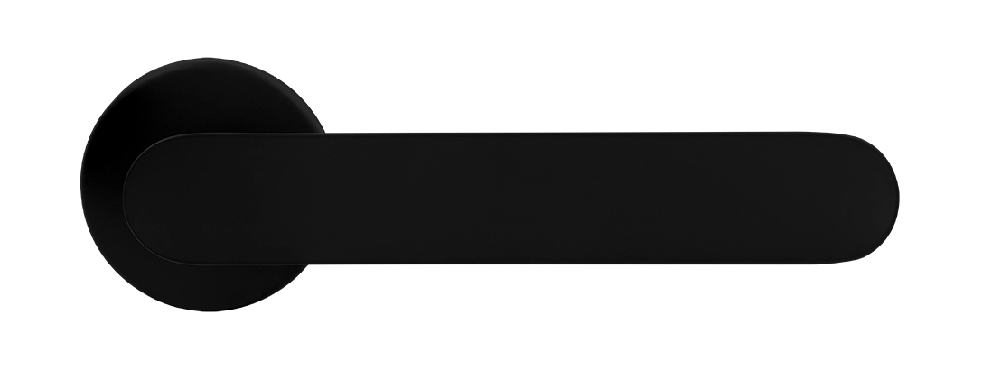 Ручка дверная LE BOAT R5 NERO-ST раздельная на круглой розетке, цвет черный soft-touch, латунь фото купить в Перми