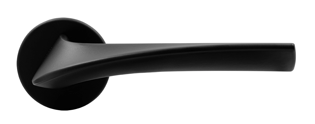 Ручка дверная COMETA R5 NERO-ST на круглой розетке цвет черный soft-touch, ЦАМ фото купить в Перми