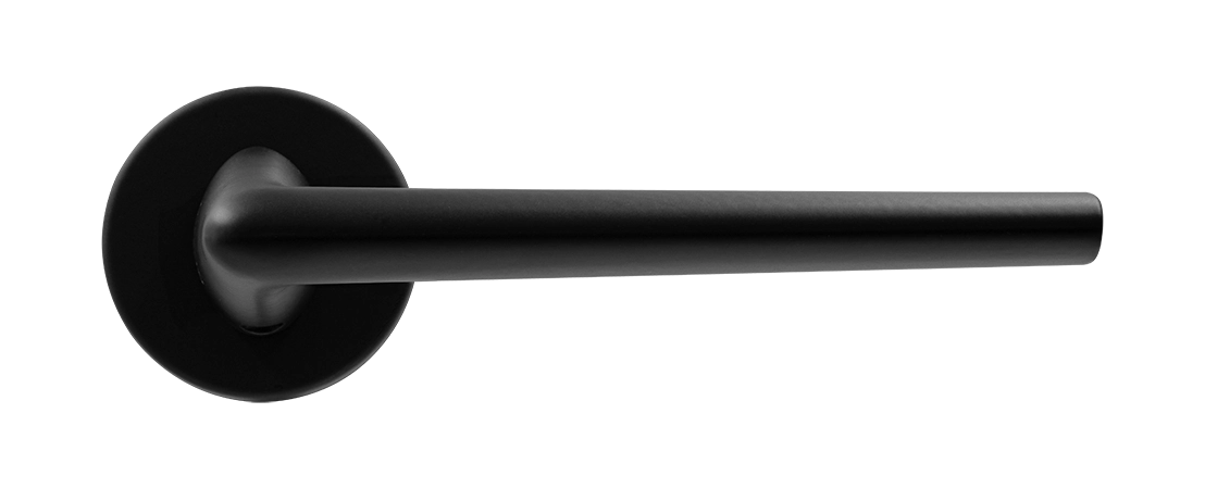 Ручка дверная THE FORCE R5 NERO-ST на круглой розетке, цвет черный soft-touch, ЦАМ фото купить в Перми