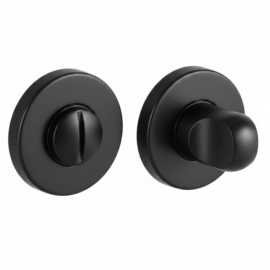 Завертка сантехническая LUX-WC-R3-E NERO-ST на круглой розетке цвет черный soft-touch, ЦАМ фото купить Пермь