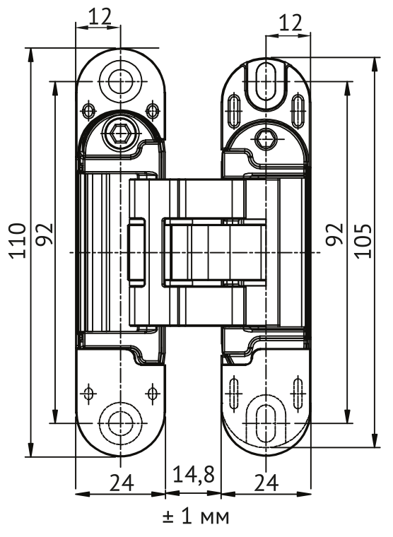 Петля скрытая HH-28 SC врезная с 3D-регулировкой вес полотна до 40 кг, цвет матовый хром фото купить в Перми