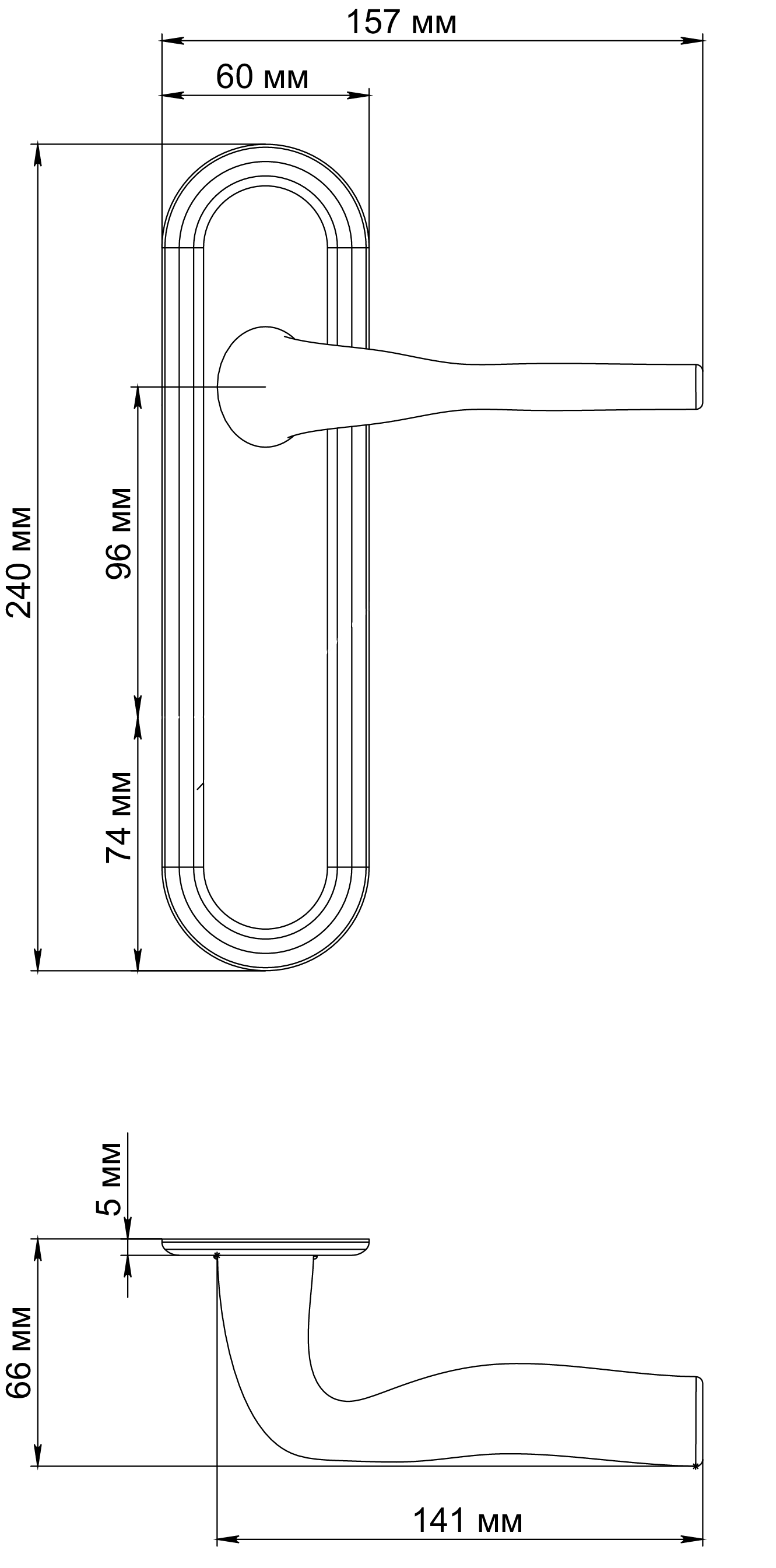 Ручка дверная LVB PLR SST на планке, цвет Летняя гроза/Summer Storm фото фурнитура Пермь