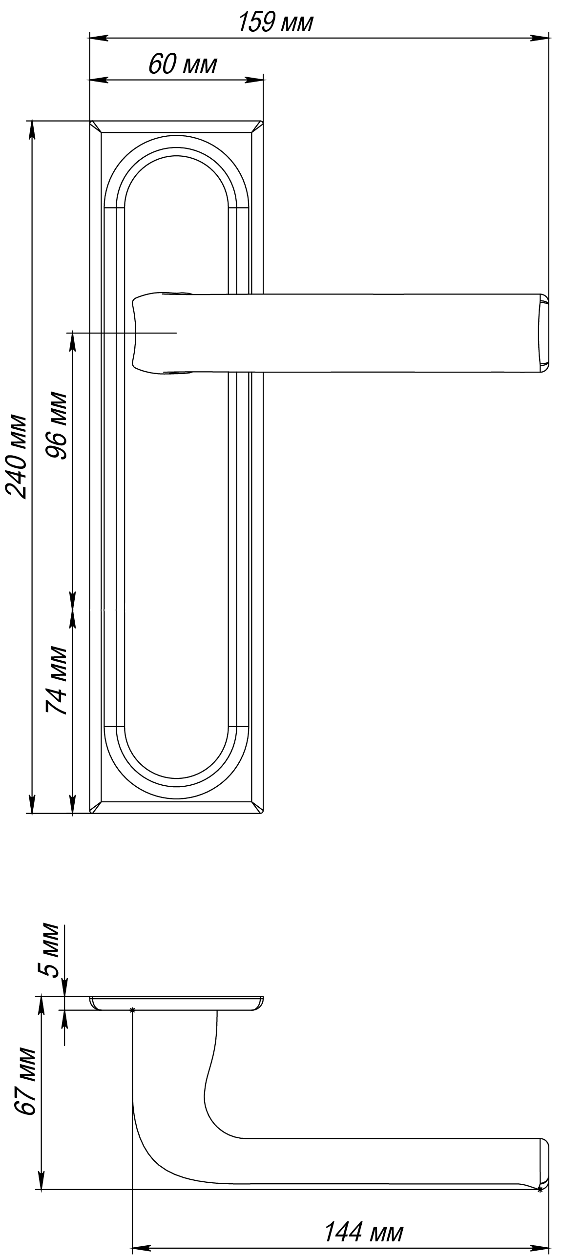 Ручка дверная THE BUS STATION PLS SST на планке, цвет Летняя гроза/Summer Storm фото фурнитура Пермь