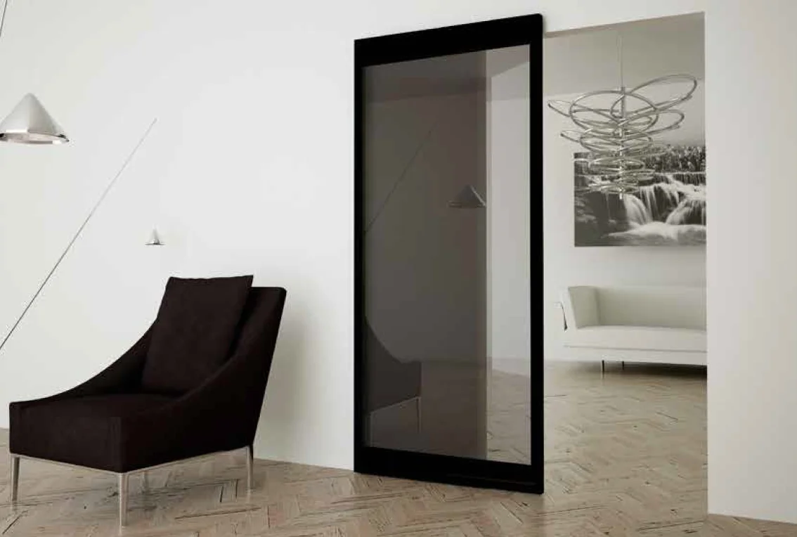INVISIBLE-2 FRAME 1500/3000 NS, раздвижная система для дверей шириной  1500мм, высотой 3000мм, цвет - черный фото купить Пермь