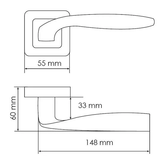 Ручка дверная SHELL MH-45 GR/CP-S55 раздельная на квадратной розетке, цвет графит/хром, ЦАМ Light фото купить в Перми