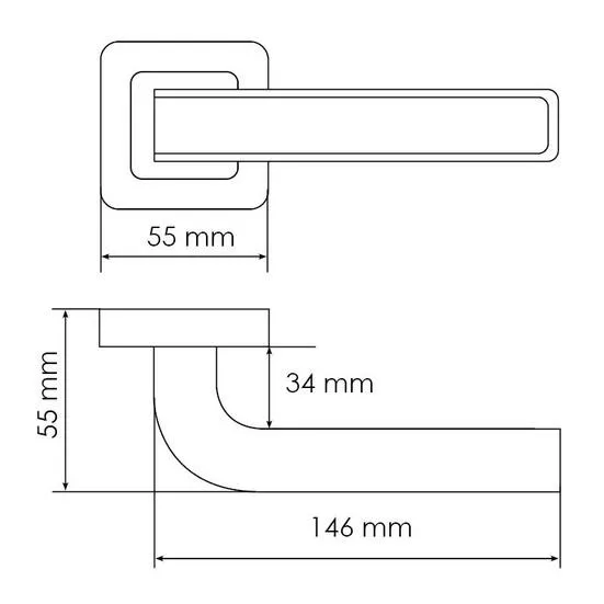 Ручка дверная EON MH-46 GR/CP-S55 раздельная на квадратной розетке, цвет графит/хром, ЦАМ Light фото фурнитура Пермь